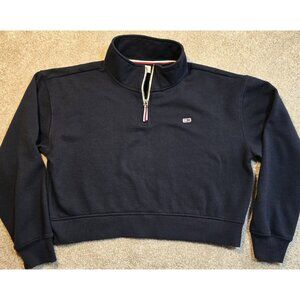 Tommy Hilfiger Crop Sweatshirt Tommy Jeans Quarter Zip Logo Patch Long Sleeve XL